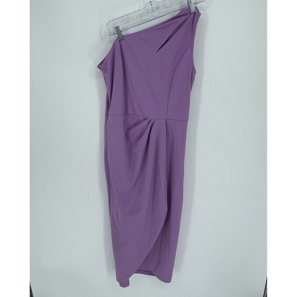 PrettyGarden Women's Purple One Shoulder Ruched Bodycon Midi Party Dress Size L